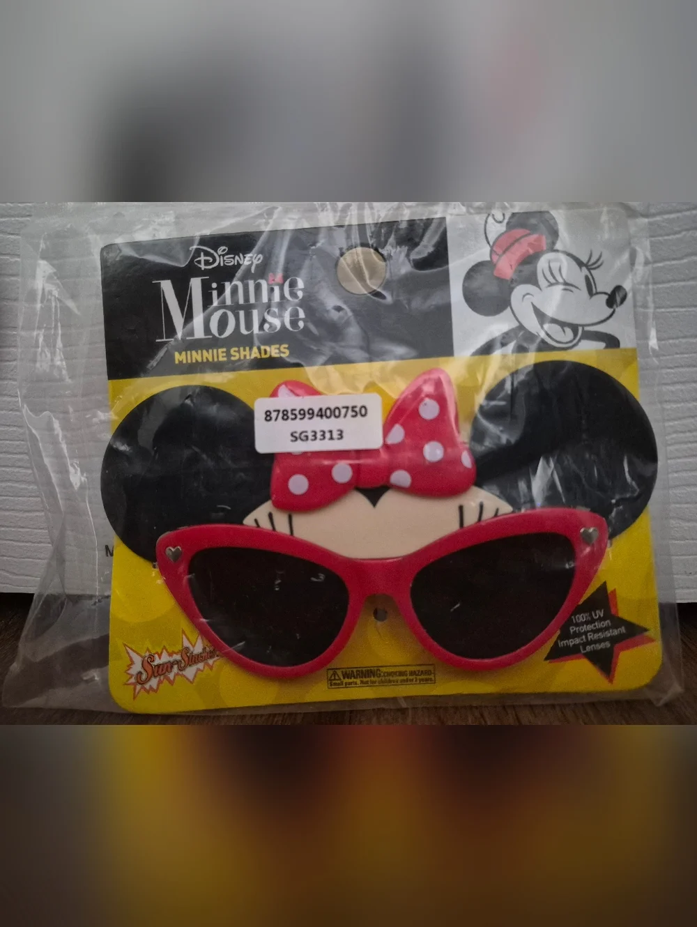 NEW Disney Minnie Mouse Red Bow Sun-Staches Costume Sunglasses Shades 100% UV